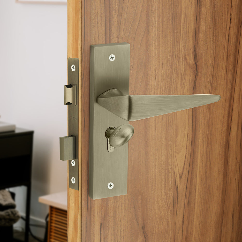 IPSA Capri Moderna Handle Series on 8" Plate CYS Lockset with 60mm Coin and Knob - Matte Antique Finish MAB