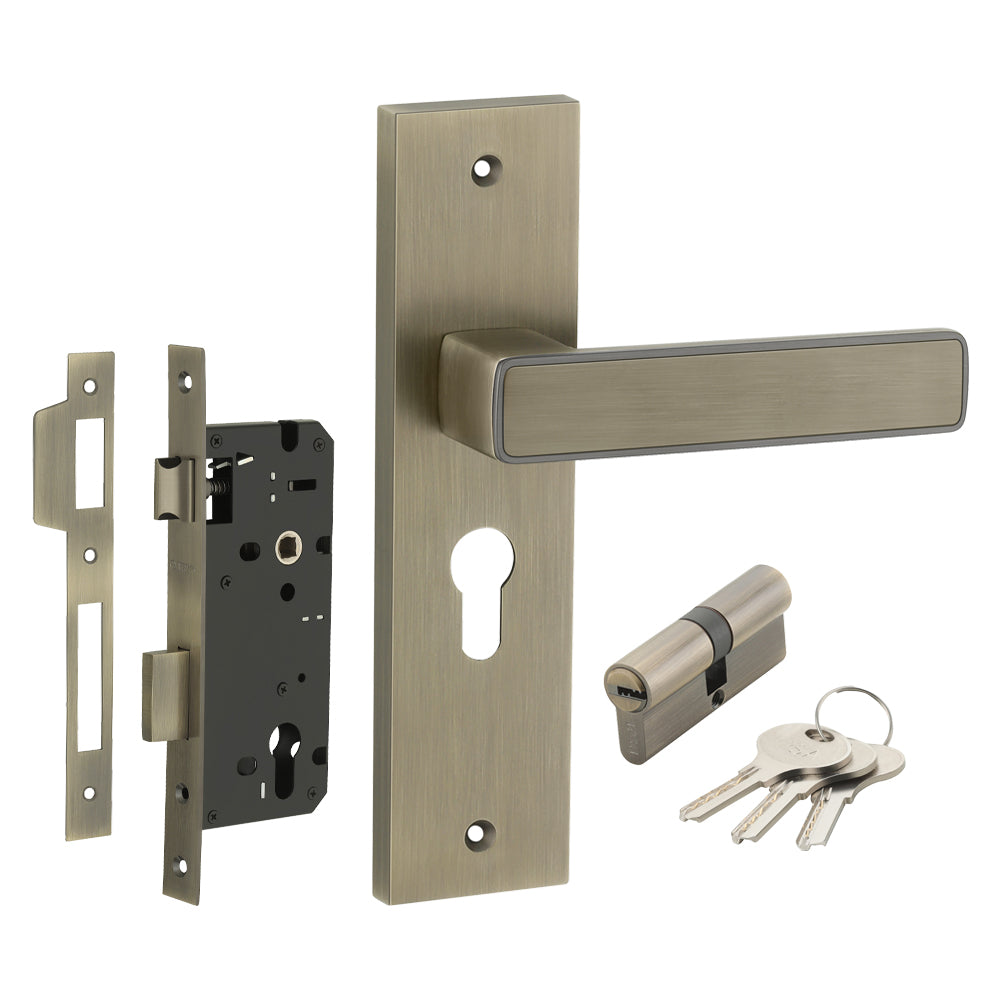 IPSA Clay Iris Handle Series on 10" CY Lockset with 60mm Both Side Key and Knob - Finish MAB