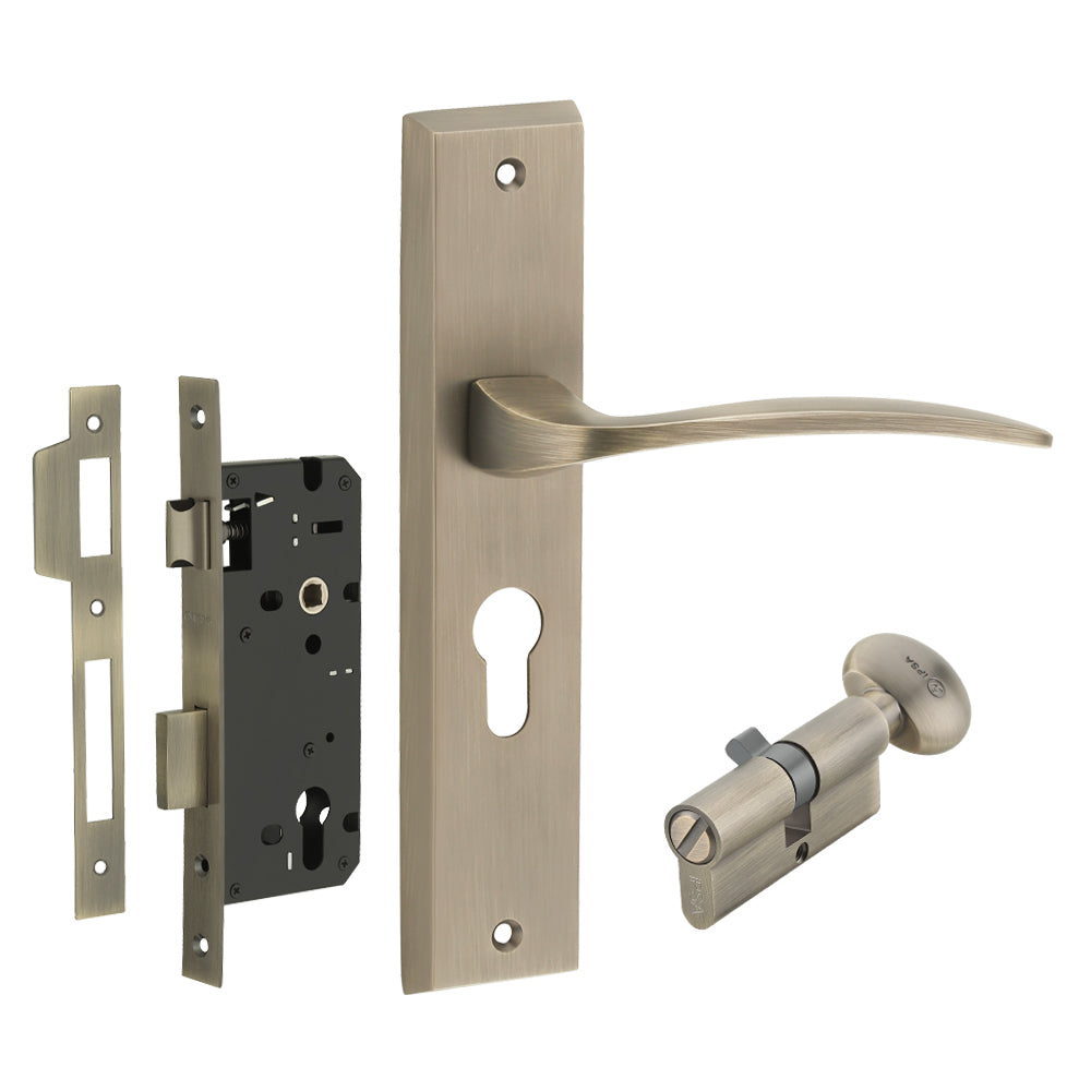 IPSA Azure Iris Handle Series Door Handle 10" Plate With Coin and Knob Cylinder Finish MAB