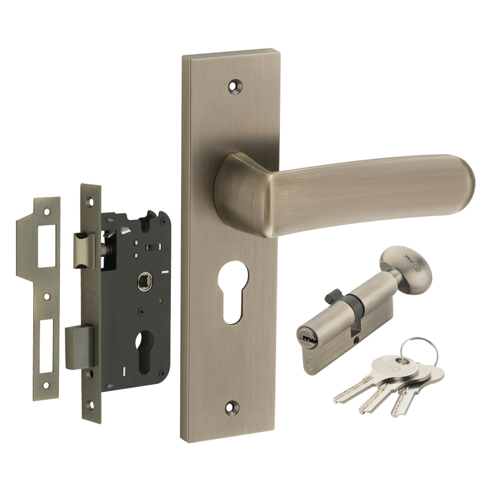 IPSA Tomato Moderna Handle Series on 8" Plate CYS Lockset with 60mm One Side Key and Knob - Matte Finish MAB