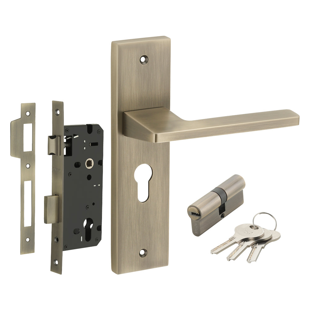 IPSA Cyan Moderna Handle Series on 8" Plate CYS Lockset with 60mm Both Side Key - Matte Finish MAB