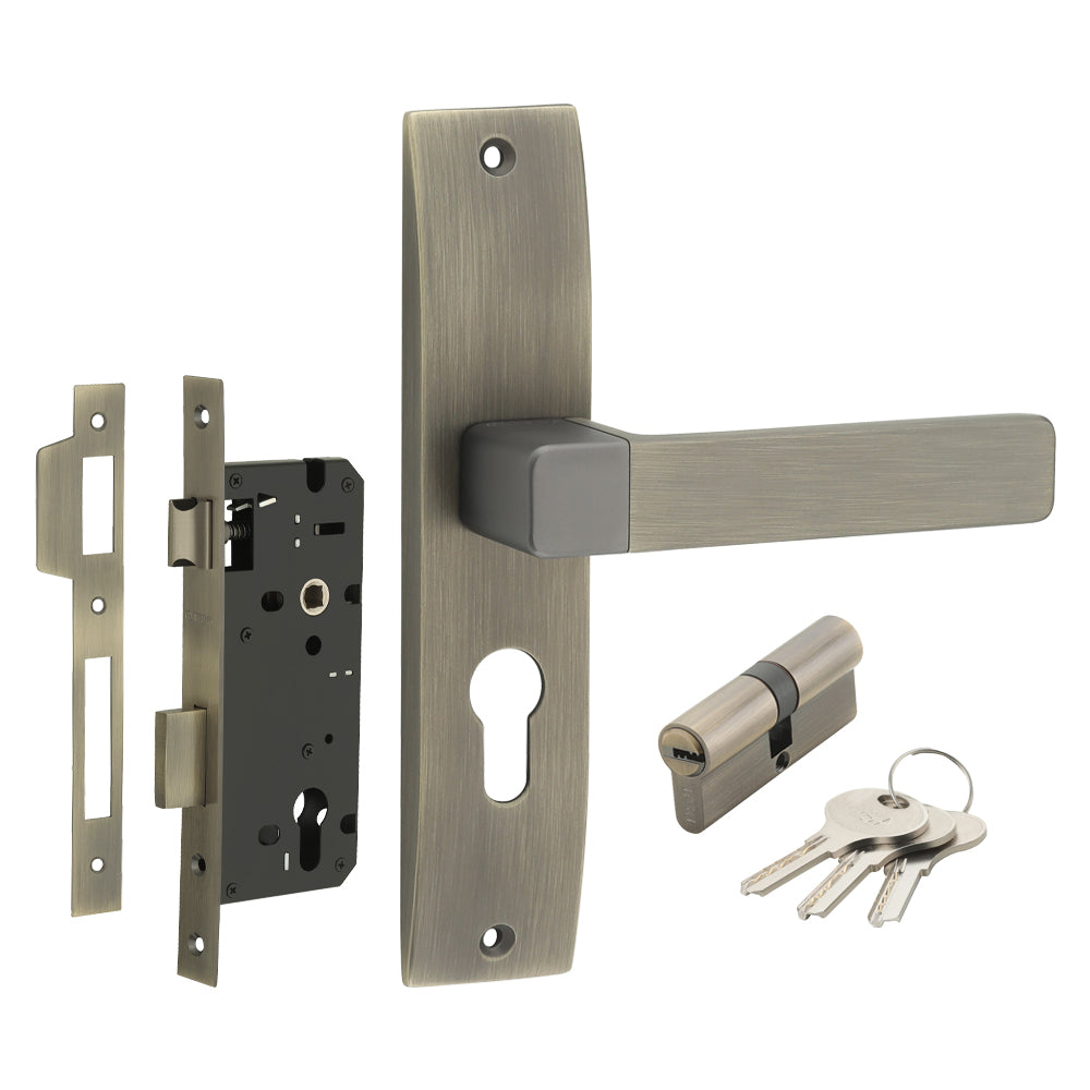 IPSA Ink Iris Handle Series on 10" CY Lockset with 60mm Both Side Key and Knob - Finish MAB