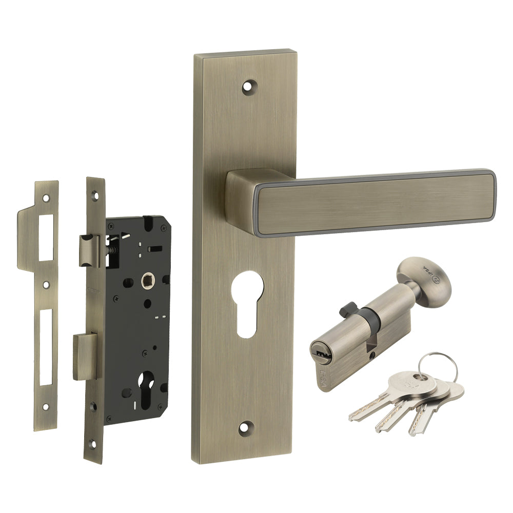 IPSA Clay Iris Handle Series on 10" CY Lockset with 60mm One Side Key and Knob - Finish MAB