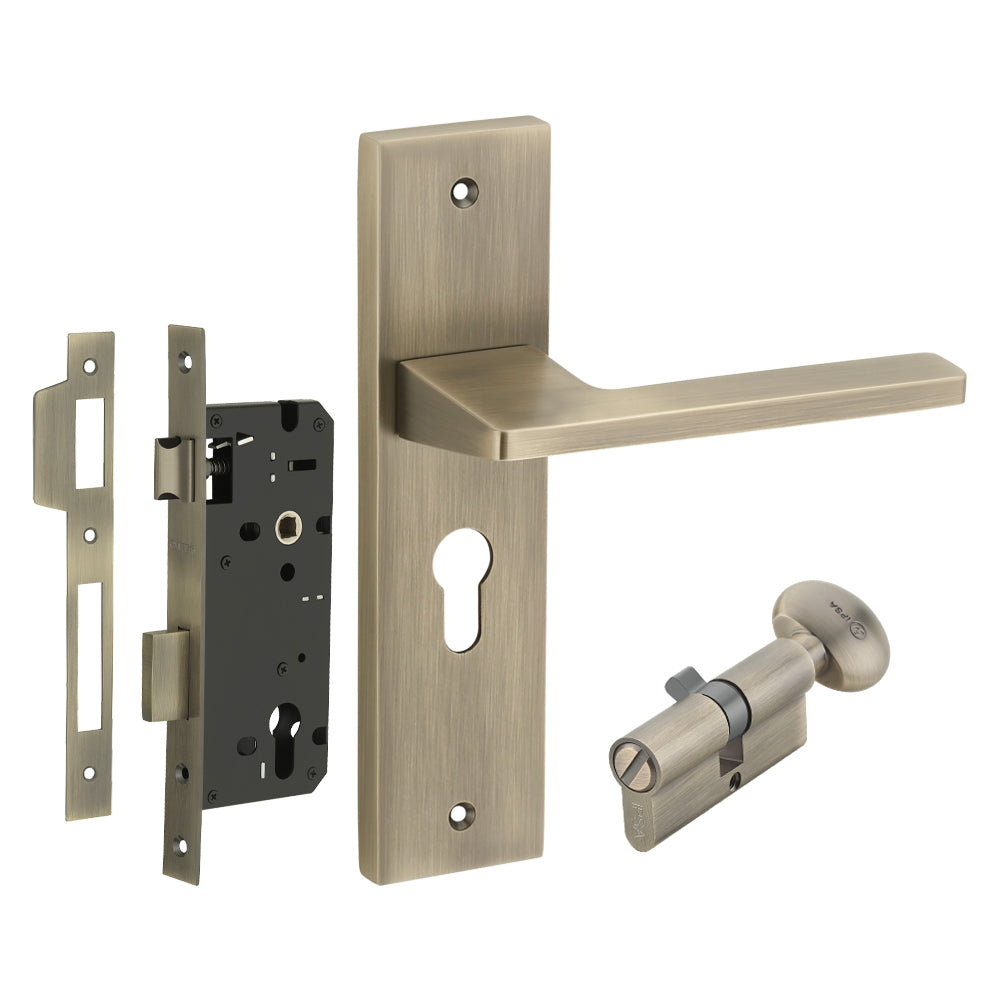 IPSA Cyan Moderna Handle Series on 8" Plate CYS Lockset with 60mm Coin and Knob - Matte Finish MAB