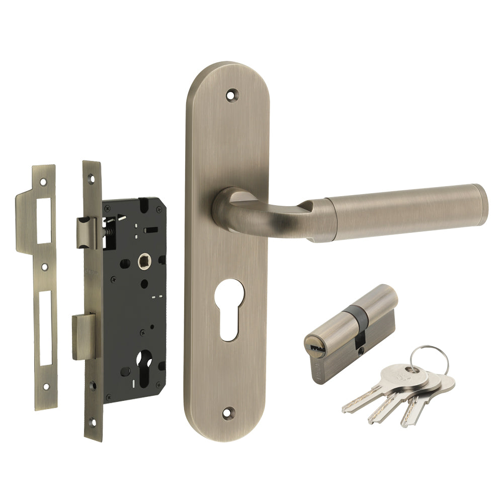 IPSA Cherry Iris Handle Series On 10 Inch CY Lockset with 60mm Both Side Key Cylinder- MAB