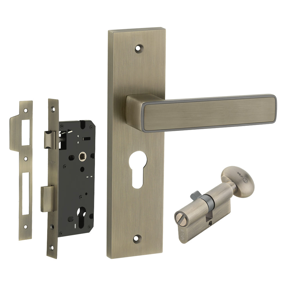 IPSA Clay Iris Handle Series on 10" CY Lockset with 60mm Coin and Knob - Finish MAB