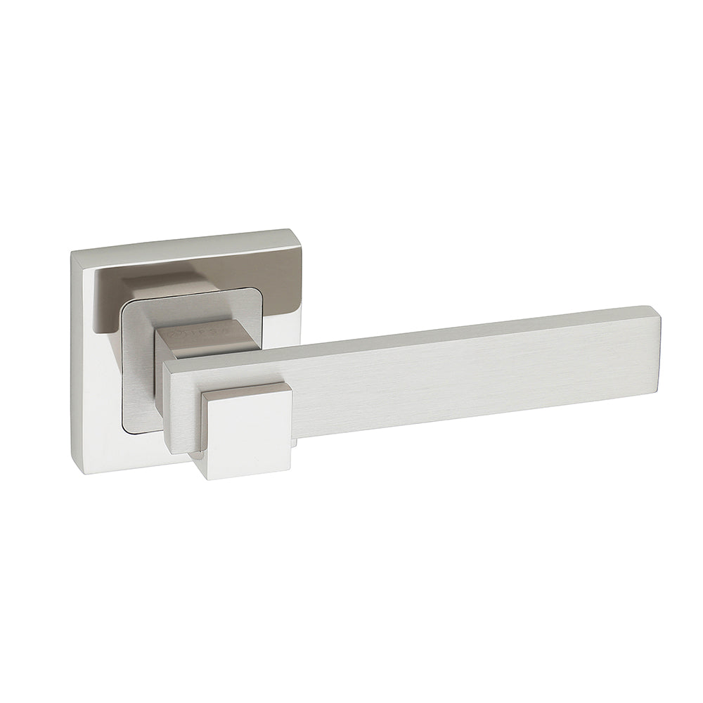 IPSA Martina Premium Brass Door Handle On Rose with Escutcheons (without lock body cylinder) Finish- SS