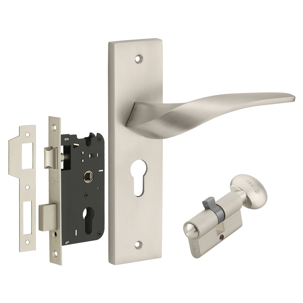 IPSA Mint Iris Handle Series on 8" Plate CYS Lockset with 60mm Coin and Knob - MSS Finish