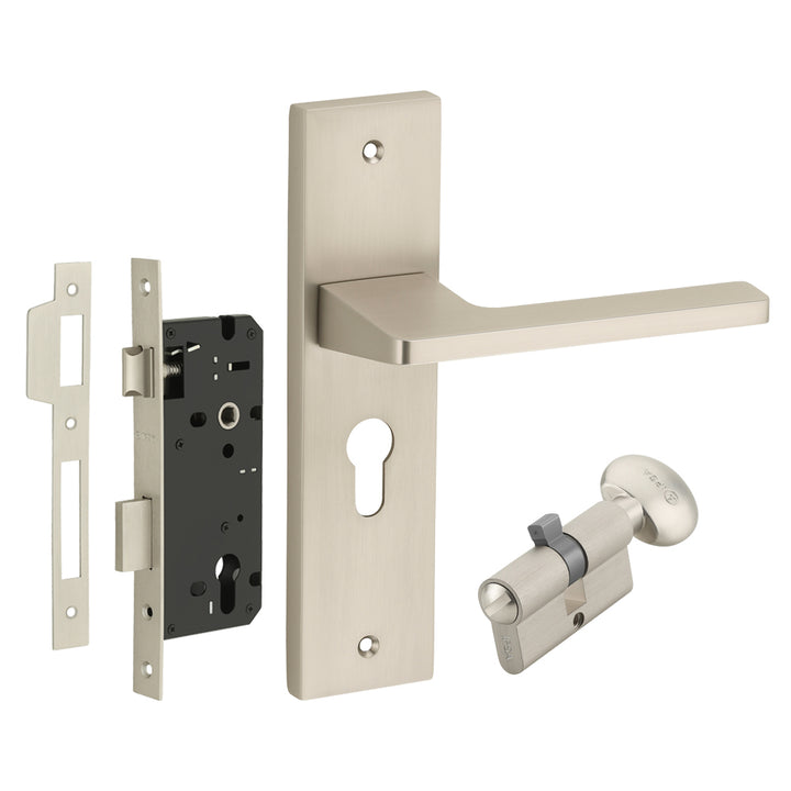 IPSA Cyan Moderna Handle Series on 8" Plate CYS Lockset with 60mm Coin and Knob - Matte Finish MSS