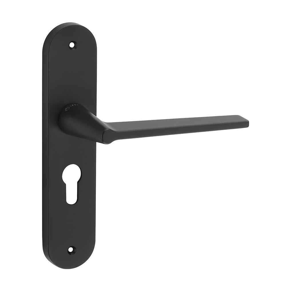 IPSA Pour Moderna Handle Series on 8" Plate CYS Lockset with 60mm Coin and Knob - Matte Finish Black