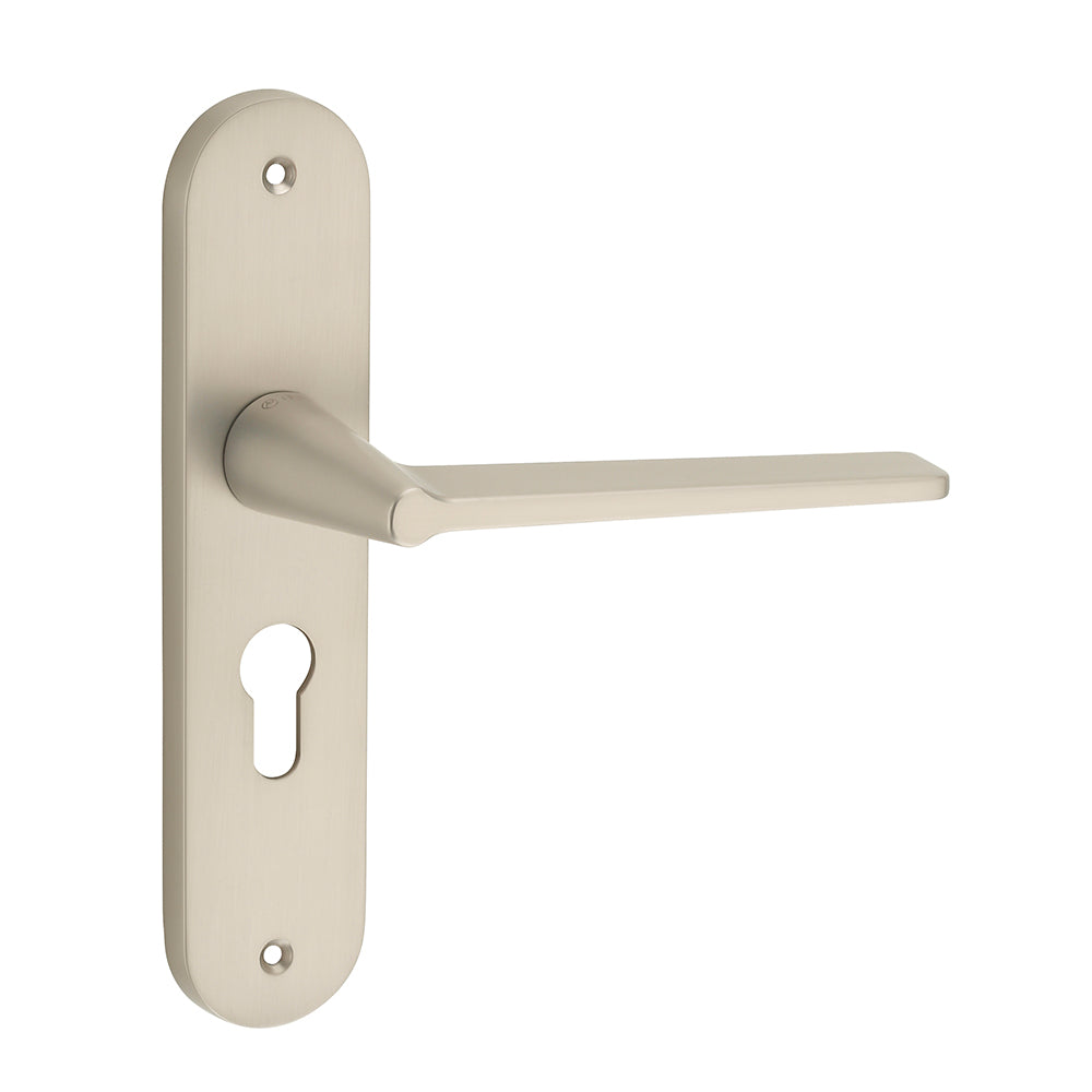 IPSA Pour Moderna Handle Series on 8" Plate CYS Lockset with 60mm Coin and Knob - Matte Satin Nickel Finish MSS