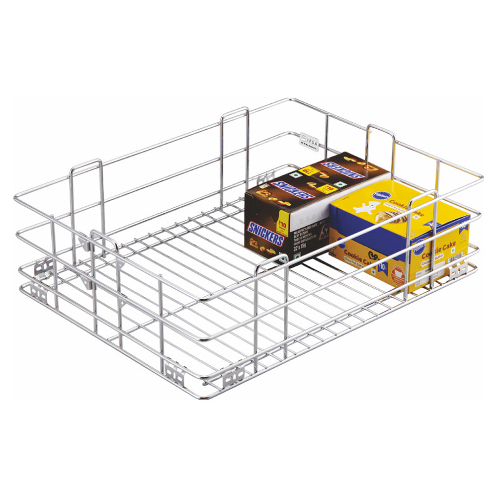 IPSA Stainless Steel Kitchen Plain Basket Size (inch): 21 x 20 x 8 | Storage Basket (Pack of 1 Piece)
