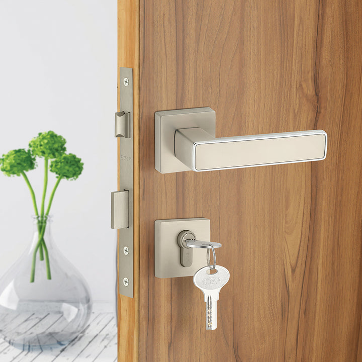 IPSA IRIS Series CLAY Sculpted Elegance Door Handle for Unparalleled Style and functionality with Escutcheons, Key & Knob, CPS Finish Per Pair