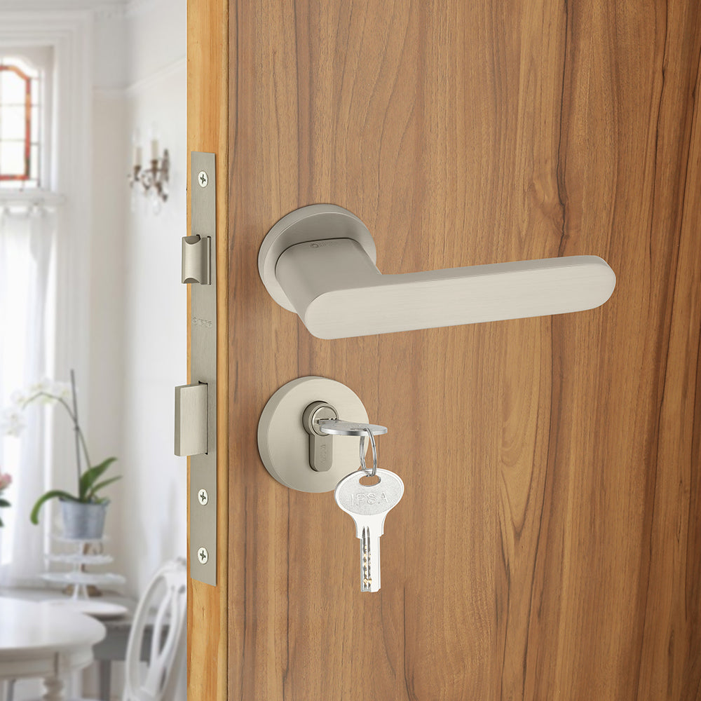 IPSA Lemon Iris Handle Series On Rose with 60mm One Side Key & Knob Cylinder Finish - MSS