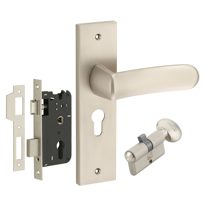 IPSA Tomato Moderna Handle Series on 8" Plate CYS Lockset with 60mm Coin and Knob - Matte Antique Finish MSS