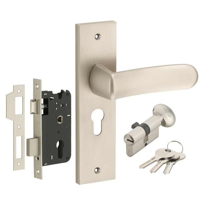 IPSA Tomato Moderna Handle Series on 8" Plate CYS Lockset with 60mm One Side Key and Knob - Matte Antique Finish MSS