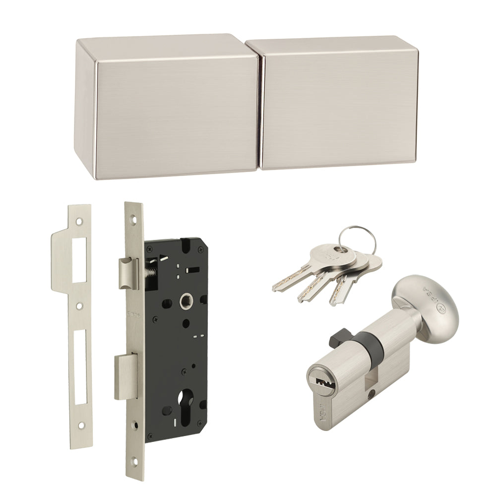 IPSA Twin On Rose with One Side Key and Knob Cylinder and Lock Body Finish - FSS