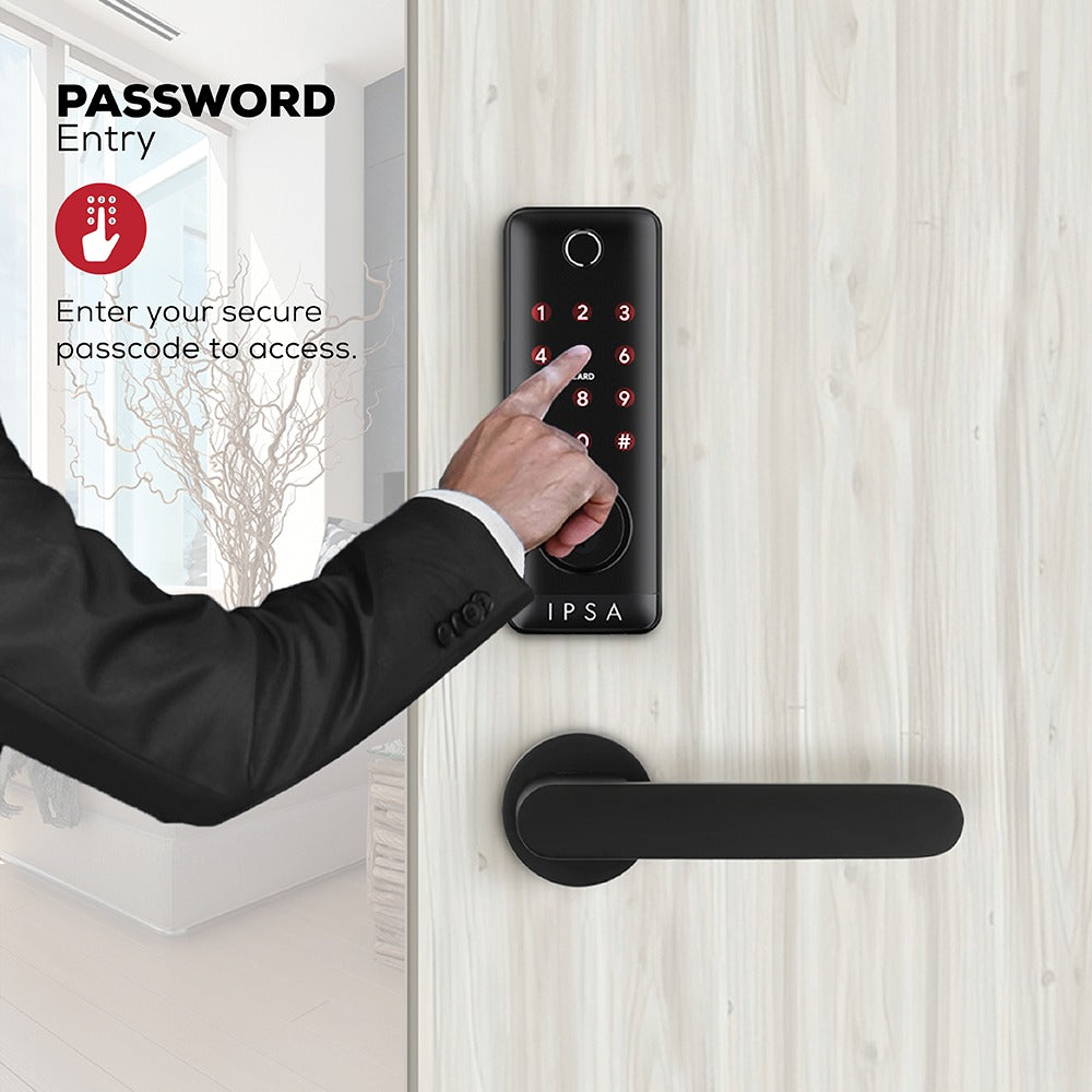 IPSA Series 45 Pro Smart Lock with Iris Series Lemon Door Handle with Baby Latch Finish - Black