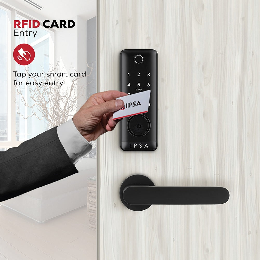 IPSA Series 45 Pro Smart Lock with Iris Series Lemon Door Handle with Baby Latch Finish - Black