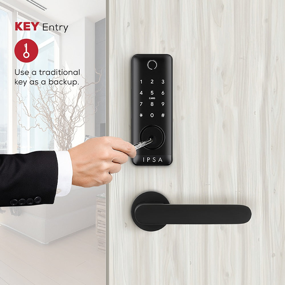 IPSA Series 45 Pro Smart Lock with Iris Series Lemon Door Handle with Baby Latch Finish - Black