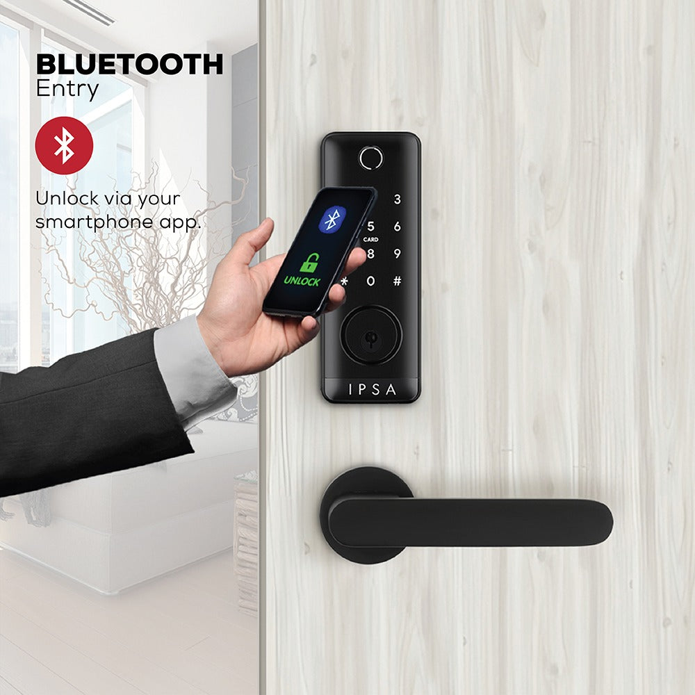 IPSA Series 45 Pro Smart Lock with Iris Series Lemon Door Handle with Baby Latch Finish - Black