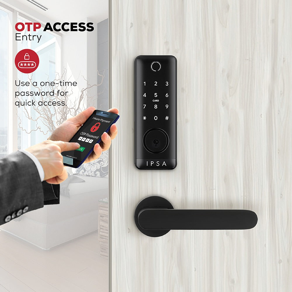 IPSA Series 45 Pro Smart Lock with Iris Series Lemon Door Handle with Baby Latch Finish - Black