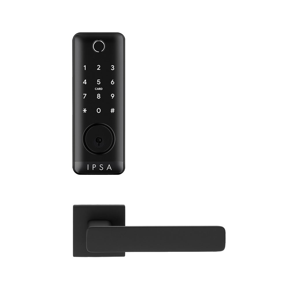 IPSA Series 45 Pro Smart Lock with Iris Series Jam Door Handle with Baby Latch Finish - Black