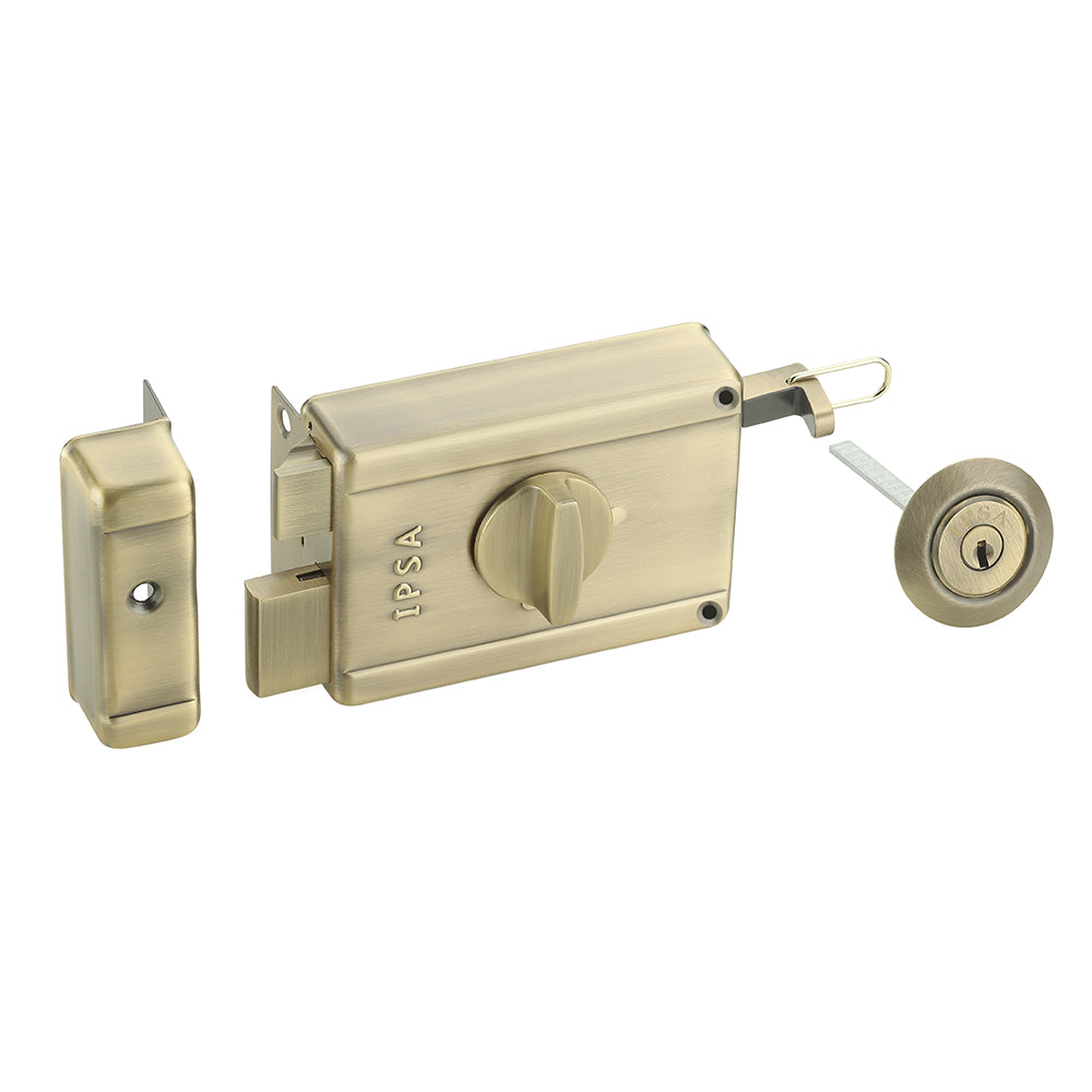 IPSA Steel NL05 High Security Main Door Lock with Computer Dimple Key, Standard Size (Antique)
