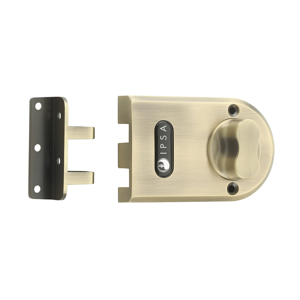 IPSA Vertibolt Main Door Rim Lock Lockset for Home with Computer Dimple Key Knob On Inside Small Deadlock Finish ATQ