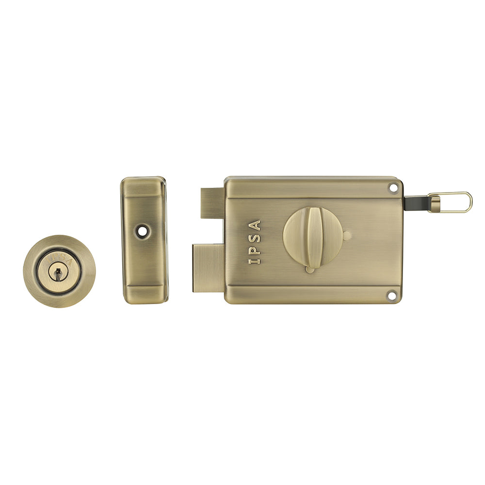 IPSA Steel NL05 High Security Main Door Lock with Computer Dimple Key, Standard Size (Antique)