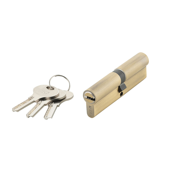 IPSA Euro Profile Cylinder Lock Computer Key Both Side Key 80mm Lock for Home, Office and Apartment Doors | Door Thickness 50-58 mm Antique Brass