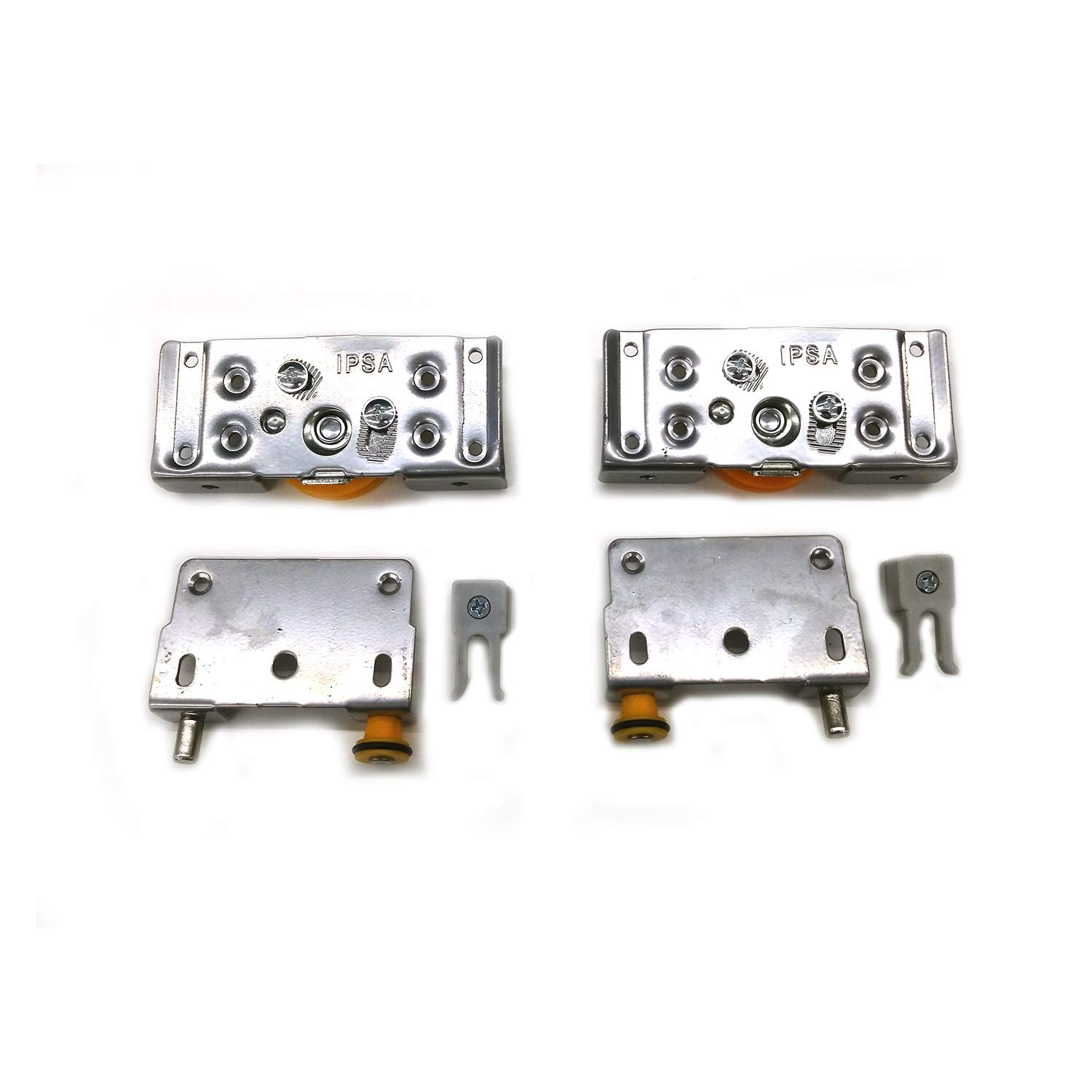 IPSA SL58 Sliding Roller for Wooden Door with 2 Up 2 Bottom and 2 Stoppers 50 Kg Weight Capacity Pack of 1 Set