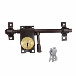 IPSA Stainless Steel Rod Lock 250 mm with Brass Lever & 3 Keys (Brown)
