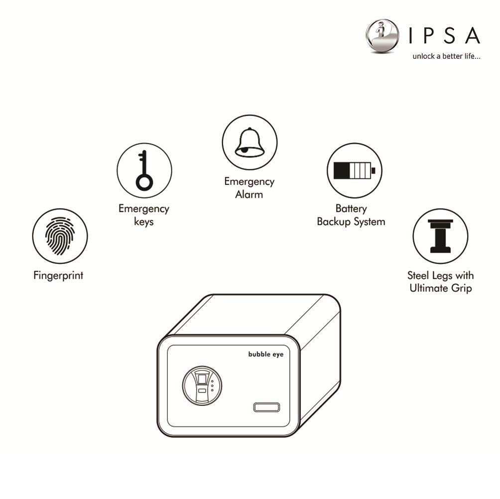 IPSA Bubble Eye 25 Litre Anti Theft Fingerprint & Key Safe Locker