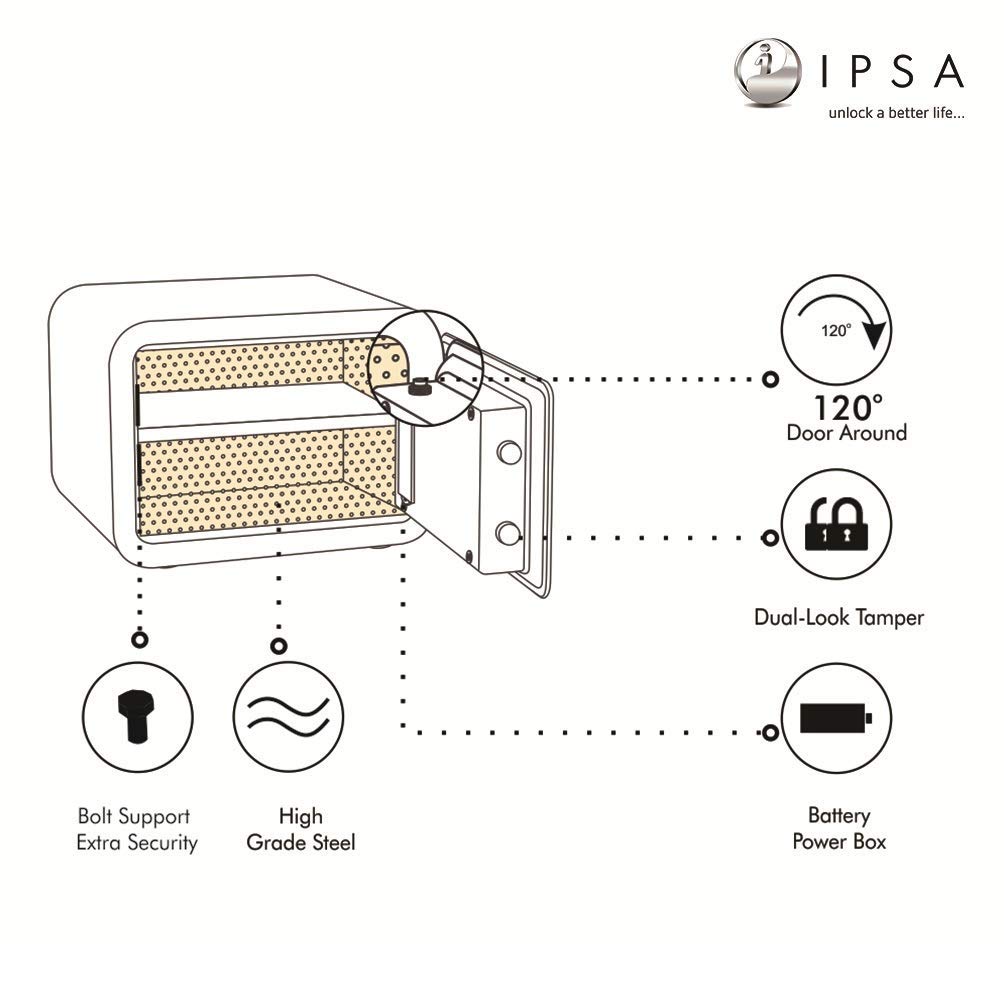 IPSA Bubble Eye 25 Litre Anti Theft Fingerprint & Key Safe Locker