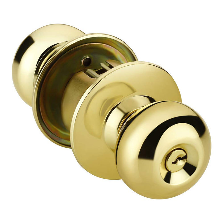 IPSA High Security Stainless Steel SS202 Cylindrical Lockset Tubular Door Knob with Computer Key Backset 60MM Gold Finish