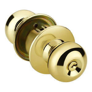 IPSA High Security Stainless Steel SS202 Cylindrical Lockset Tubular Door Knob with Computer Key Backset 60MM Finish Gold