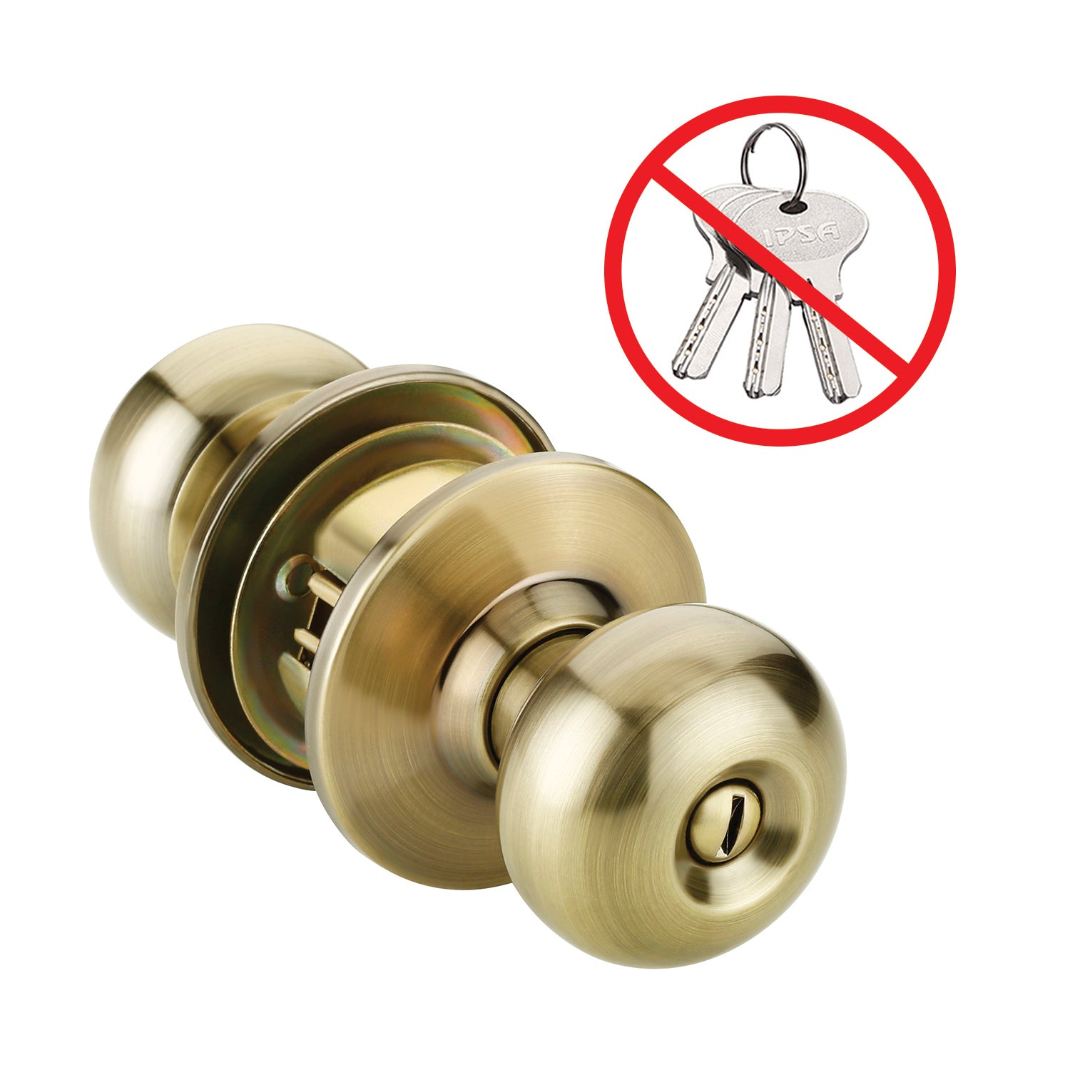 IPSA High Security SS202 Cylindrical Locks Tubular Door Knob for Bathroom without key Backset 60MM Finish - Antique