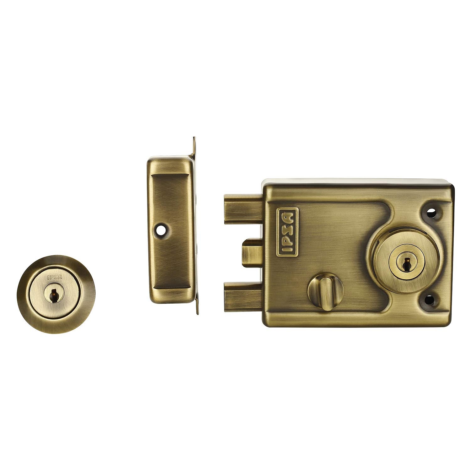 IPSA NL08 High Security Main Door Lock With 3 Bolt (Tribolt Lock with Reversible Latch) Lockable Knob Inside Finish - ATQ